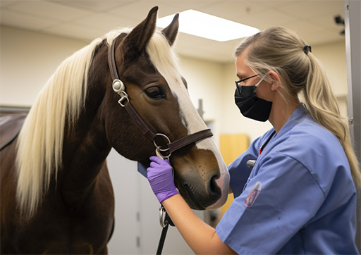 veterinarian looking at a horse