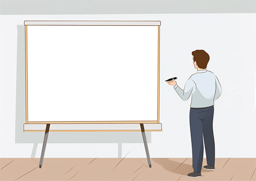 person standing at a whiteboard