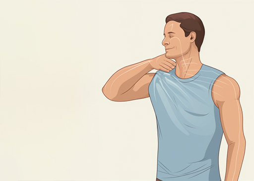person tensing and relaxing their shoulder muscles