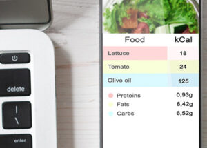 counting calories in a food consumption app on smartphone