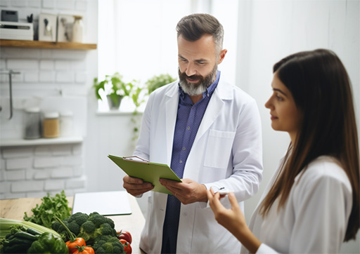 patient receiving nutrition paperwork