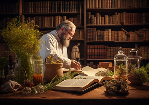 person studying botany and herbal remedies