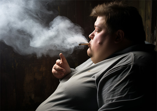 obese person smoking