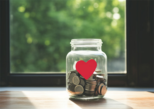 donation jar with money inside