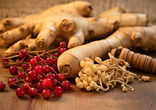 Ginger root and hawthorn berries
