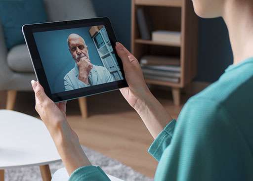 doctor on tablet screen communication with the patient