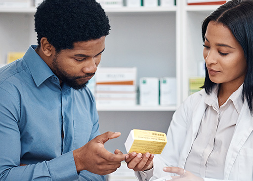 female nurse and African American male shared decision making products