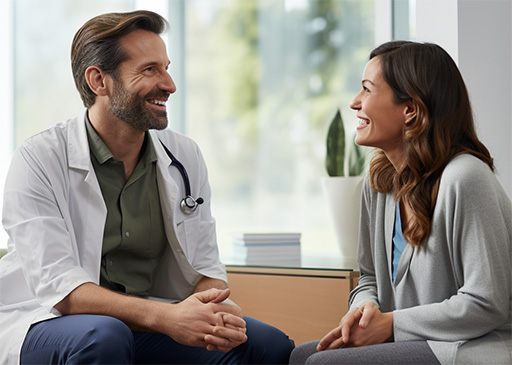 médico paciente relación hombre blanco y dama