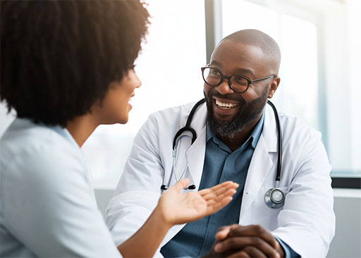 healthcare professional and a patient engaged in a conversation