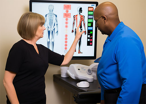 healthcare provider using visual aids to explain medical information to a patient