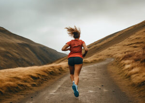 persoon oefent dagelijks door bergopwaarts te rennen