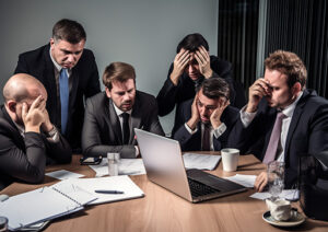 employés stressés au travail lors d'une réunion