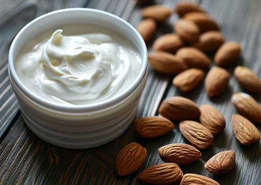 Griekse yoghurt en amandelen