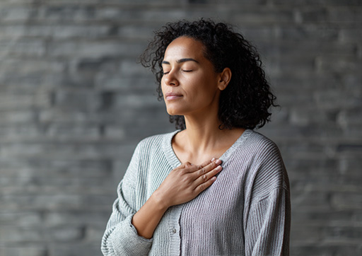 person practicing breathing exercises