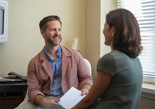 Doctor showing patient scan results