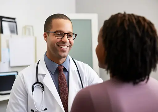 patient talking to doctor