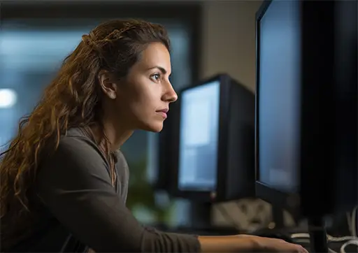 Woman looking at a computer screen