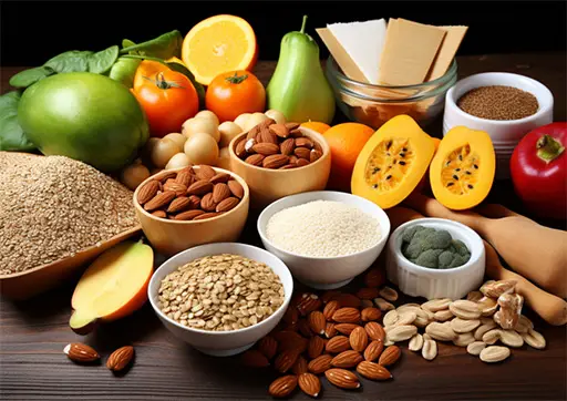 fruits and vegetables and nuts and seeds