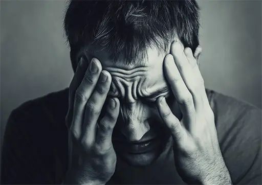 person experiencing a stress induced headache