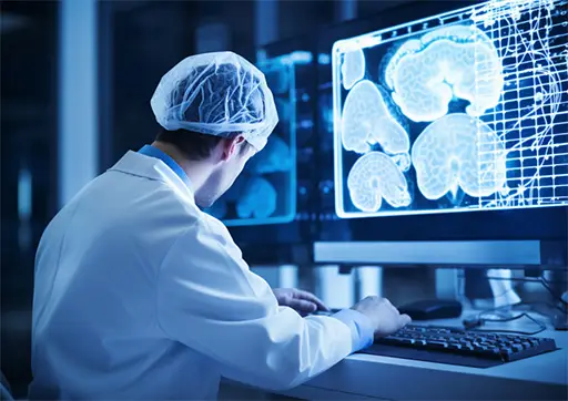 Neuroscientist studying the brain