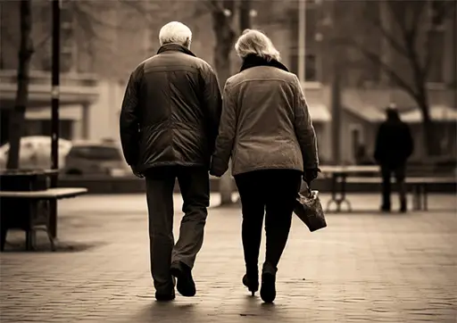 Two people walking together