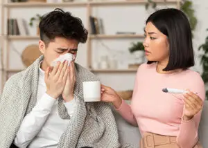 asian lady applying lifestyle medicine to white male