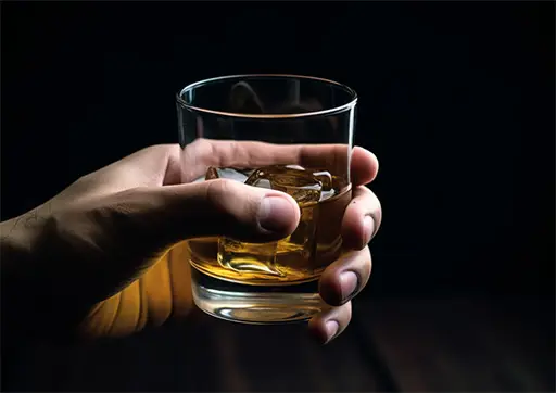 hand holding a glass of alcohol
