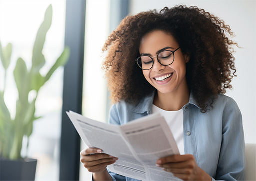 person happily reading an engaging health newsletter