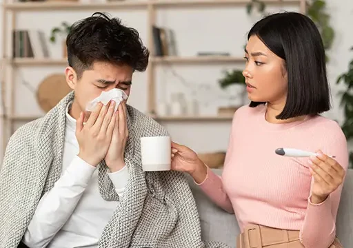 asian lady applying lifestyle medicine to white male
