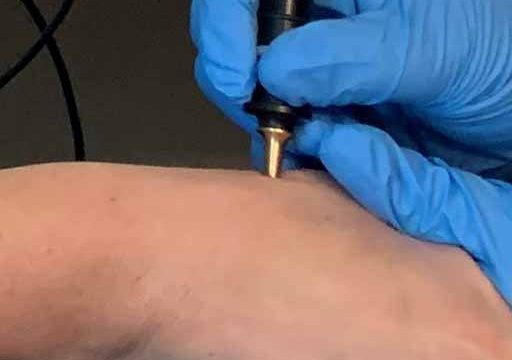bioenergetic testing stylus on skin