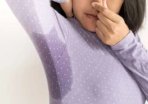 eccrine sweat glands perspiring in armpit