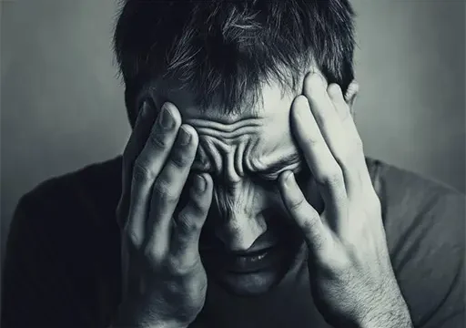 person experiencing a stress induced headache